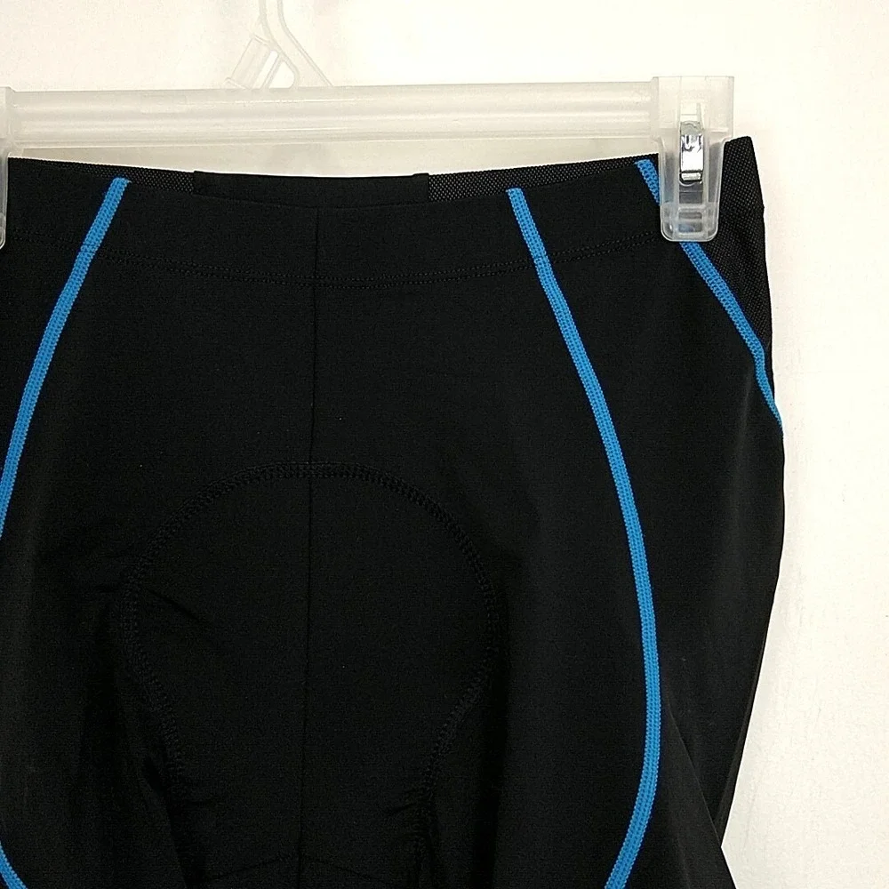 Santic Mens sz M Shorts Black Blue ColorBlock Elastic Waist Athletic Biker Short